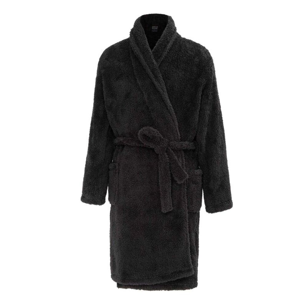 Howick Mens Plush Fleece Long-Sleeved Robe / Black